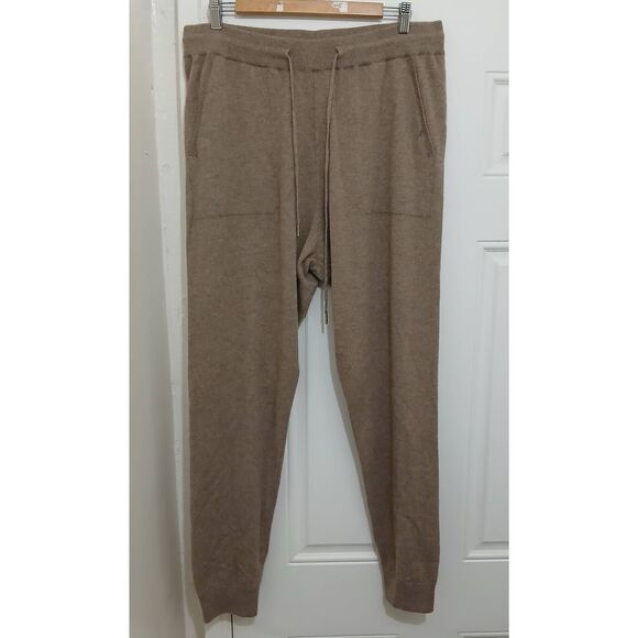 Gobi womens 100% organic cashmere 2xl jogger lounge pants tan sand beige